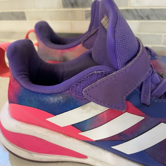 Adidas Fortarun girls 1.5 purple pink tie dye slip on mesh upper sneakers - Picture 3 of 8